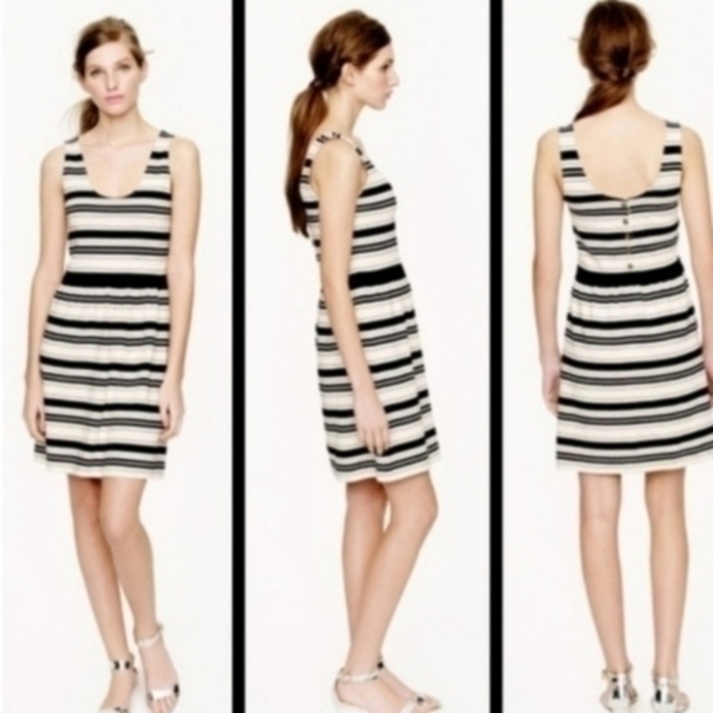 J.Crew - Villa Striped Knit Dress in black and Cream- Size small